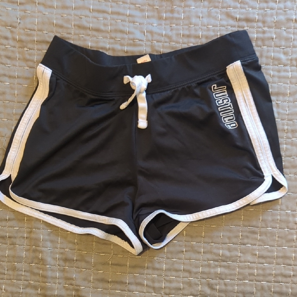 Justice Black and White Athletic Shorts with Dolphin Hem